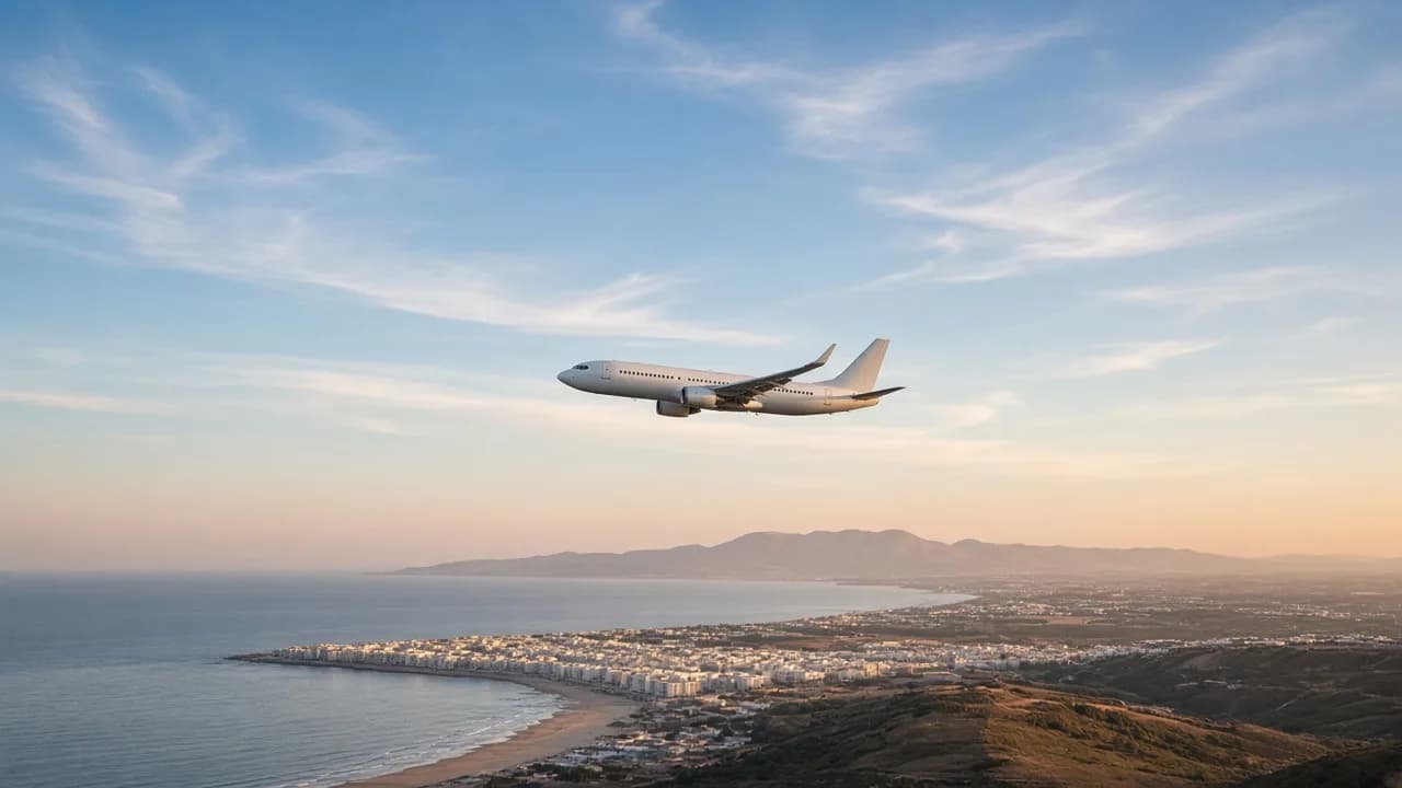 Avion au-dessus de l’Atlantique près d’Agadir - arrivées location AmseelCars